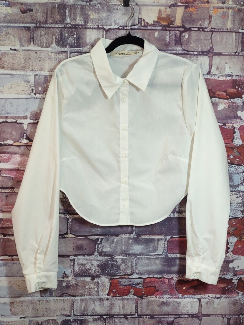 Liberty Love White Cropped Button-Up Shirt